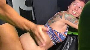 Hey, wanna join the riskiest sex inside a bus with real public viewers?