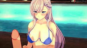 Hey, check out Belfast bikini fun in the public pool with Azur Lane fantasy