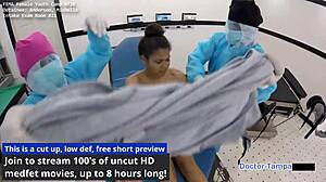 dr tampa examines michelle anderson in fema camp setting