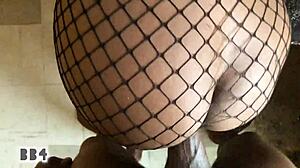 Damn! Check my cute black girlfriend's ass in lingerie over the desk!