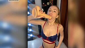 Redhead Bitch Sucks a Huge Cock in Her Wet Mouth