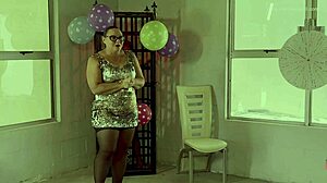 Dominatrix Mistress April runs a kinky game show with bound blonde slaves