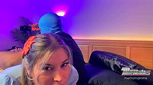 Snow bunny enjoys playful spanking and snack session.