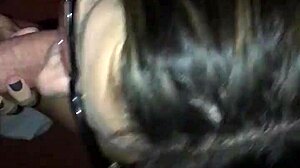 sexy babe with big tits gives amazing blowjob to monster cock