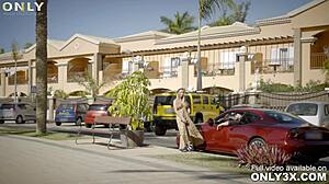 Blonde hottie Alyssia Kent's outdoor penthouse sex with muff diving and titty fuck.