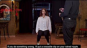 Redhead pornstar feels raw humiliation in first whipping session