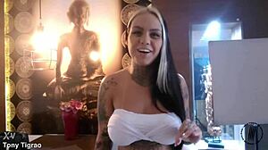 Evelyn buarque bends over in lingerie for doggystyle assfucking and blowjob