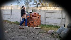 Sex at work caught on security cameras with a hot Latina flashing her sexy curves.