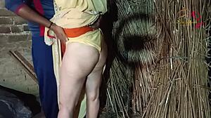 brother-in-law and sister-in-law enjoy a private moment outside the house