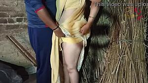 brother-in-law and sister-in-law enjoy a private moment outside the house