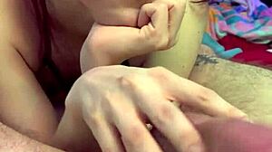 Feeling the intense pleasure of a sexy handjob on my monster cock up close.