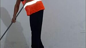 Cleaning Employee Seduces Hospital Nurse For Standing Office Sex