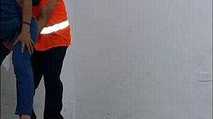 Cleaning Employee Seduces Hospital Nurse For Standing Office Sex