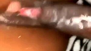 creaming on my dick in missionary, oiled ebony body glistening with sweat