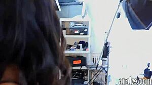 Sexy Brunette Girlfriend Explores Anal in Studio