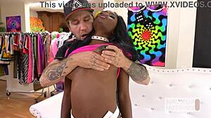 Beautiful Black Hooker Kandie Monaee Contrasts With White Boy's Fuck
