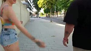 Big ass gets slammed hard in public outdoor action