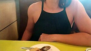 Girlfriend Loses Bet, Masturbates in Restaurant, Strips Outside