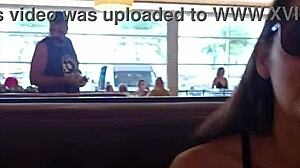 Girlfriend Loses Bet, Masturbates in Restaurant, Strips Outside