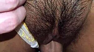 Vered wifey looks sexy in yellow lingerie while rubbing wet pussy