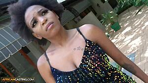 How does big tits ebony ride that jumbo producer after fake casting?