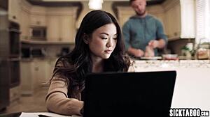 jealous asian teen lulu chu craves hardcore sex after solo play... got slammed with slimthick vic! 🔥