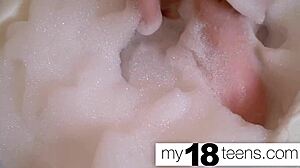 Babe boldly masturbates to orgasm in bath