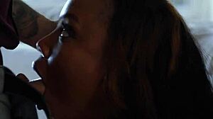 Sexy black beauty with stunning big boobs in action