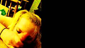 Big Tits Blonde Slut Loves Blowjobs! Jerking Him Off!