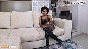 How does big tits ebony ride that jumbo producer after fake casting?