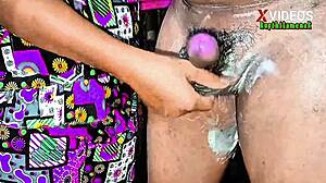 Hey, watch my wife give an epic handjob with soap