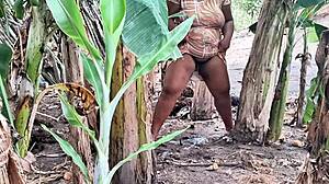 Outdoor Milf with Big Pussy Pees in Public