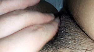 I tickled my big hairy clit to a wild orgasm!