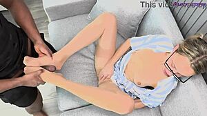 Horny Mature Rita Enjoys Black Dick in Tan Pantyhose