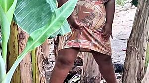 Outdoor Milf with Big Pussy Pees in Public