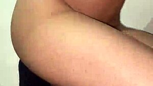 Curious teen girl explores her tight pink pussy and natural boobs gently.