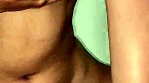 Curious teen girl explores her tight pink pussy and natural boobs gently.