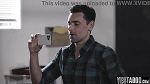 Petite blonde teen gets slammed by her mature teacher in classroom.