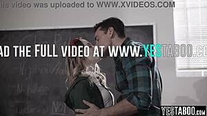 Petite blonde teen gets slammed by her mature teacher in classroom.