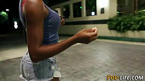 Black teen gets wild in a hardcore pov bang