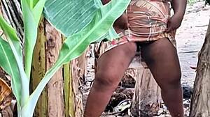 Outdoor Milf with Big Pussy Pees in Public