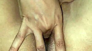 Curious teen girl explores her tight pink pussy and natural boobs gently.