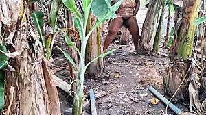 Outdoor Milf with Big Pussy Pees in Public