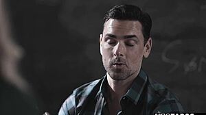 Petite blonde teen gets slammed by her mature teacher in classroom.