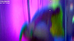 Redhead rave girl fingers her shaved pussy in cosplay shower