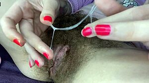 Super Wet Orgasm with Grool Play on Hairy Pussy and Big Clit