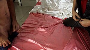 French Amateur in Green Leather Pants and Red Satin Bodysuit Gets Spanked and Licked in Full HD POV