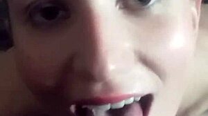 Hey, watch Lena Starr take cum right in her eye!