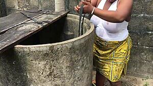 Real Naija homemade pornstar bangs hard in outdoor lingerie action