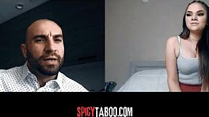 Horny stepdaughter's naughty video call with stepdad!